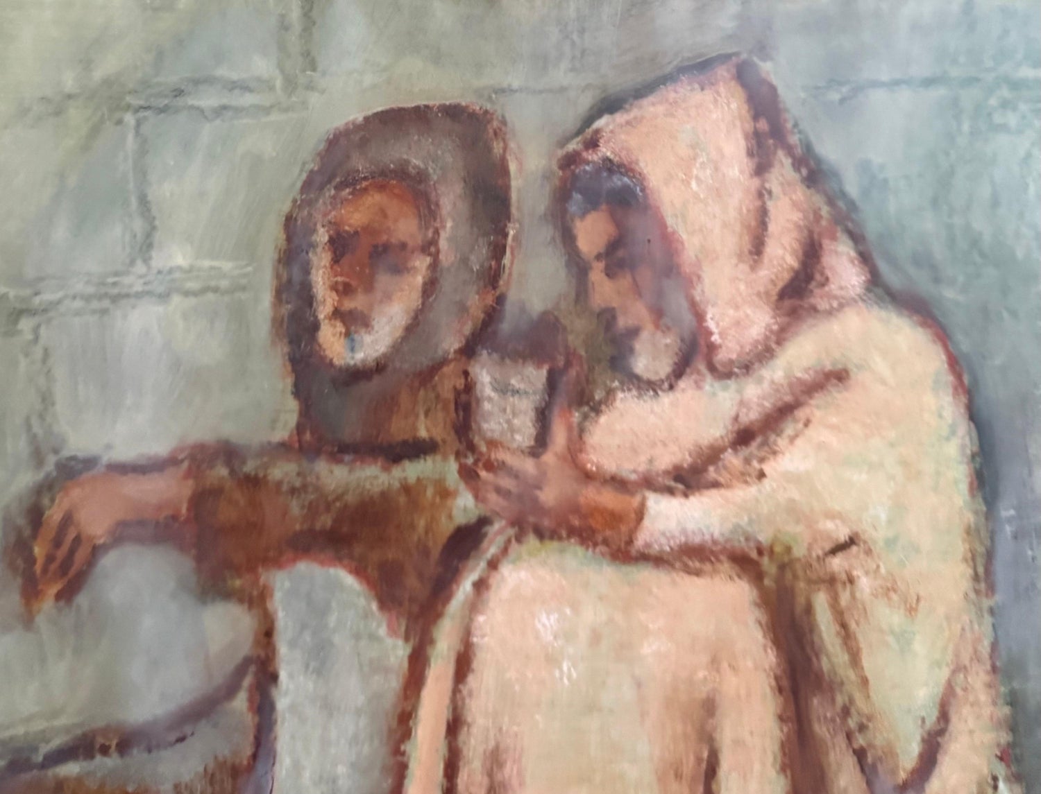 Middle Eastern Men Oil Painting Austrian Israeli Modernist Tel Aviv Museum