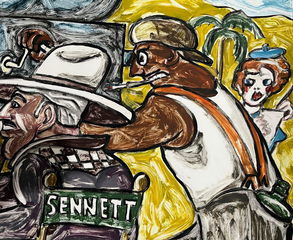 Huge Red Grooms Monotype Oil Painting LA Hollywood Circus Film Cartoon Pop Art