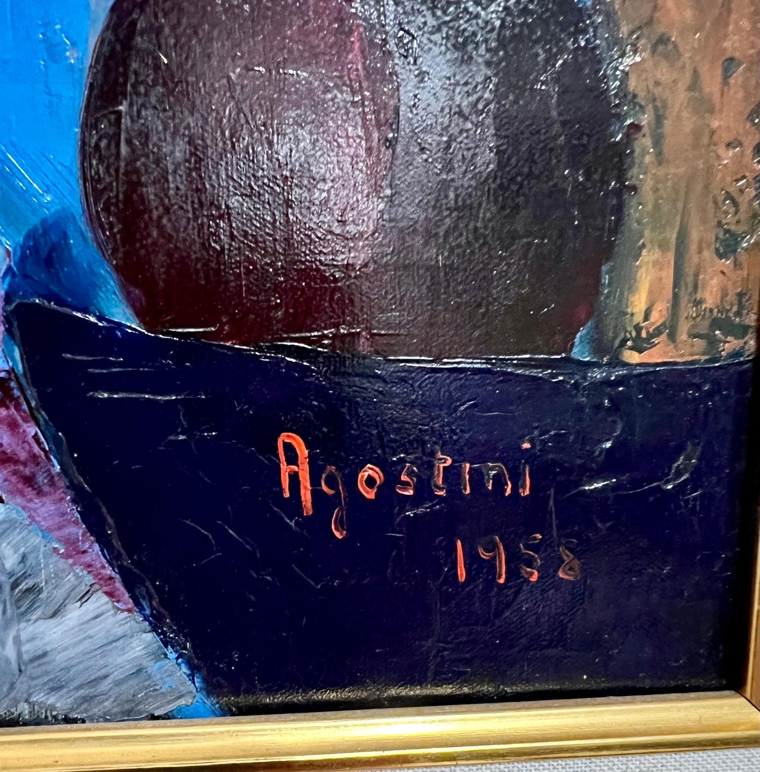 Large Modernist Colorful Atelier French Expressionist Oil Painting Tony Agostini