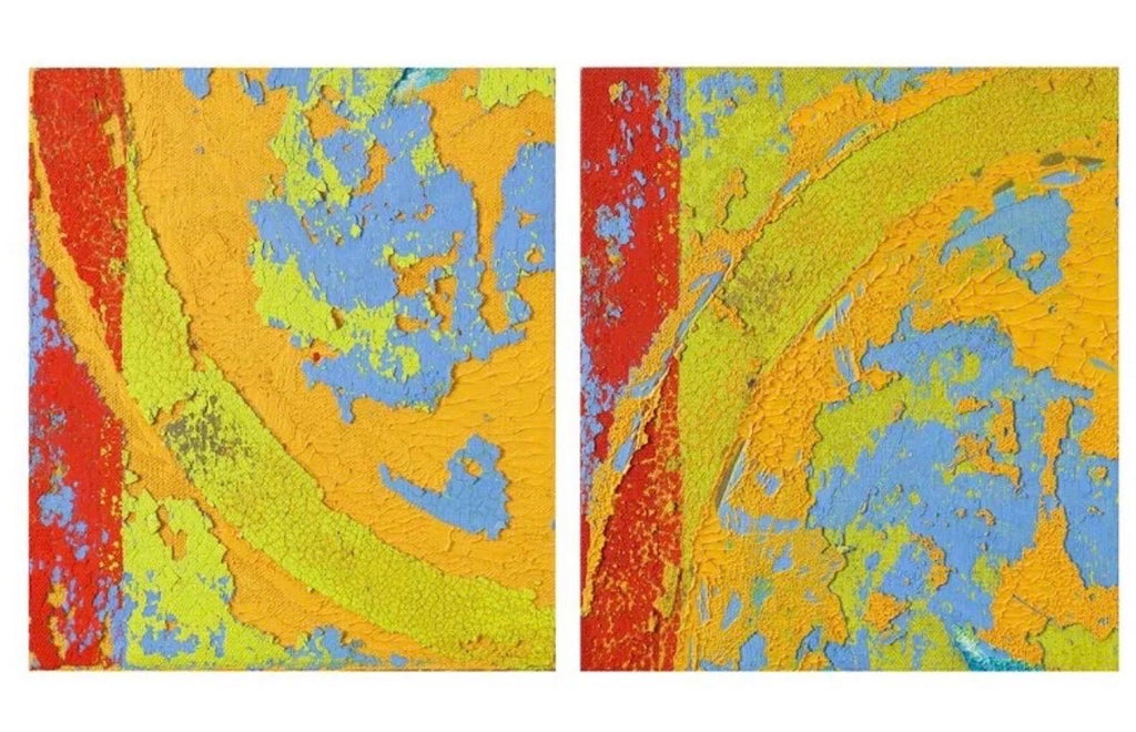 Contact Painting Twins Abstract Expressionist Diptych OIl Painting Rainer Gross