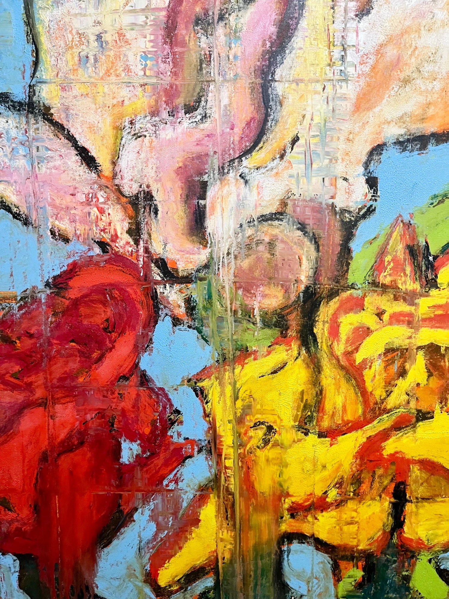 Large Modernist Rose Bouquet Oil on Linen Painting Aaron Fink