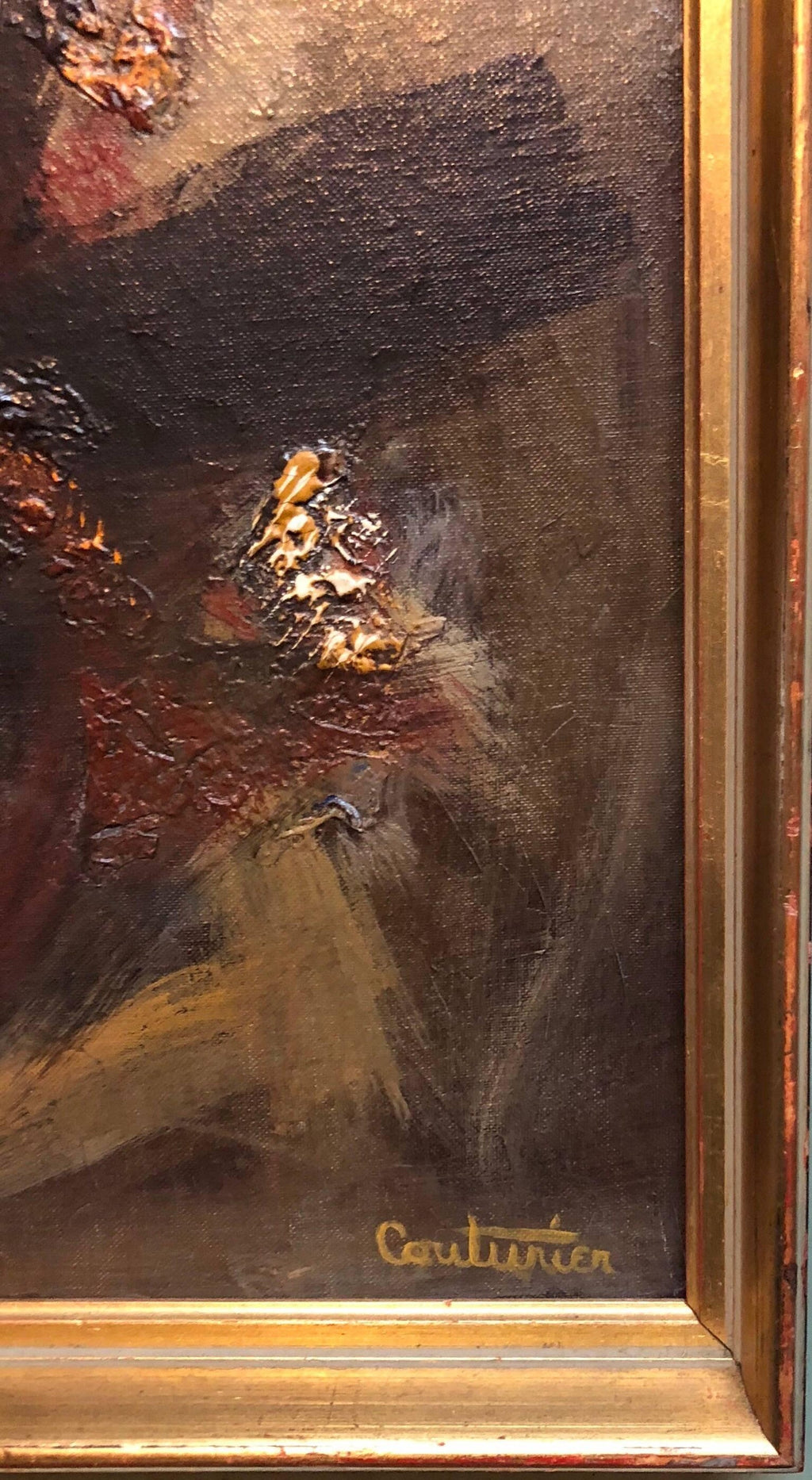 French Gestural Abstract Expressionist Textured Oil Painting