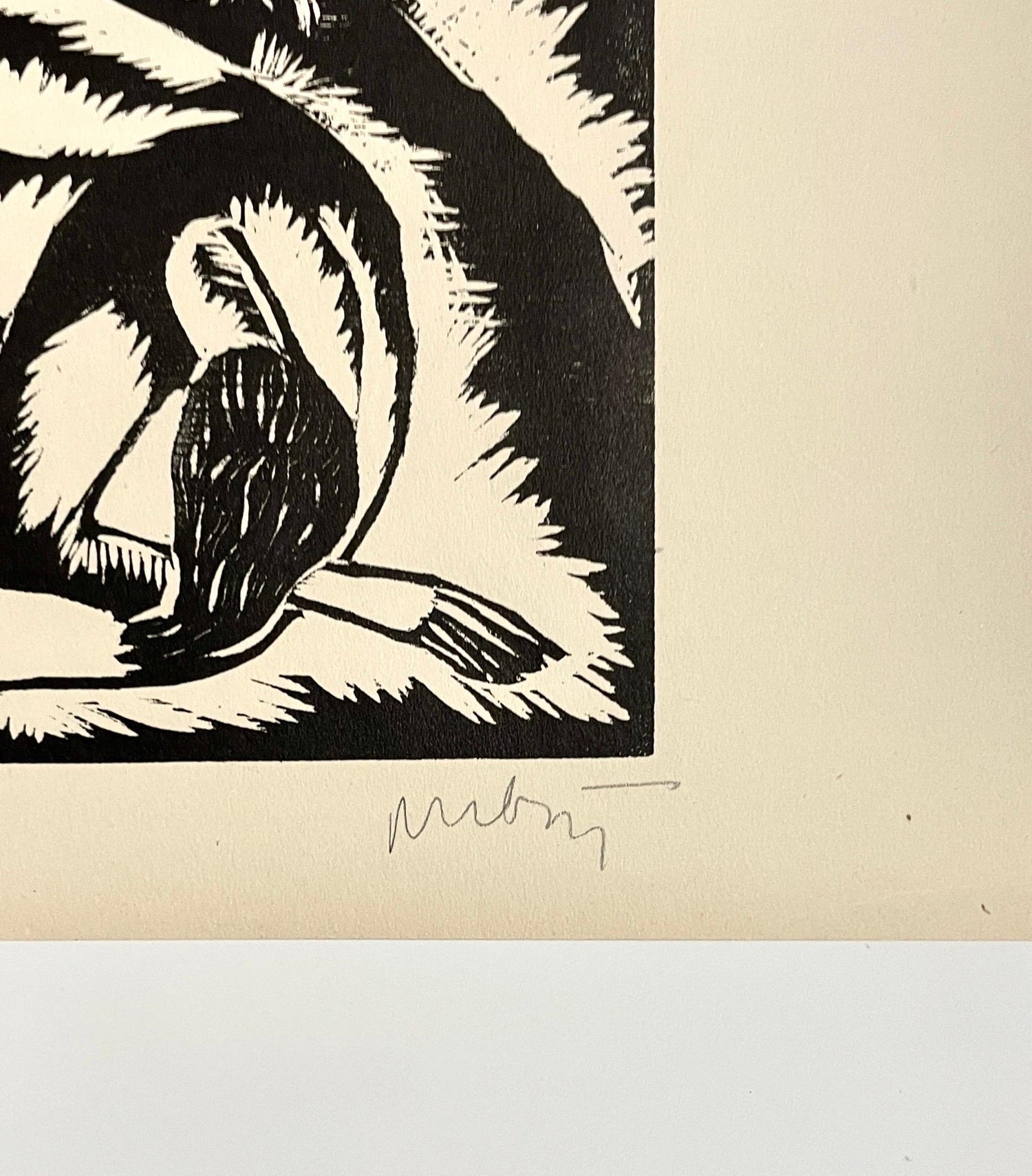 Rare 1923 Cubist Reuven Rubin Woodcut Woodblock Print Israeli Hasidic Judaica