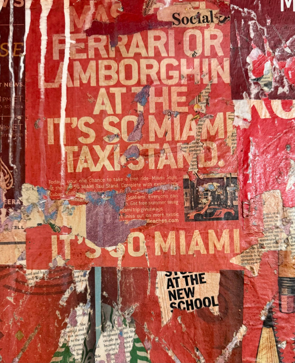 Large Mike Falcon Torn Paper Collage Painting Assemblage Pop Art Decollage