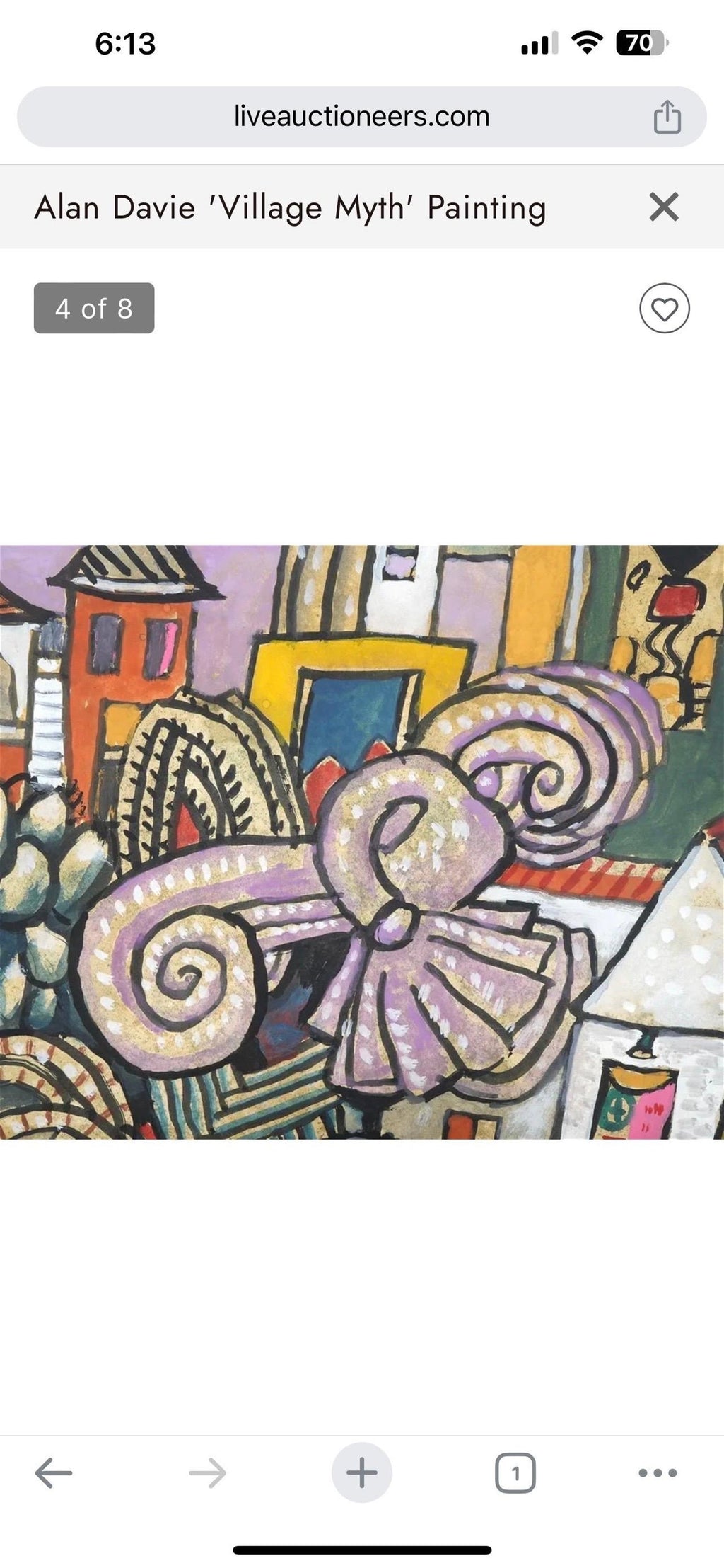 Vibrant Alan Davie Scottish Colorful Surrealist British Pop Art Village Painting