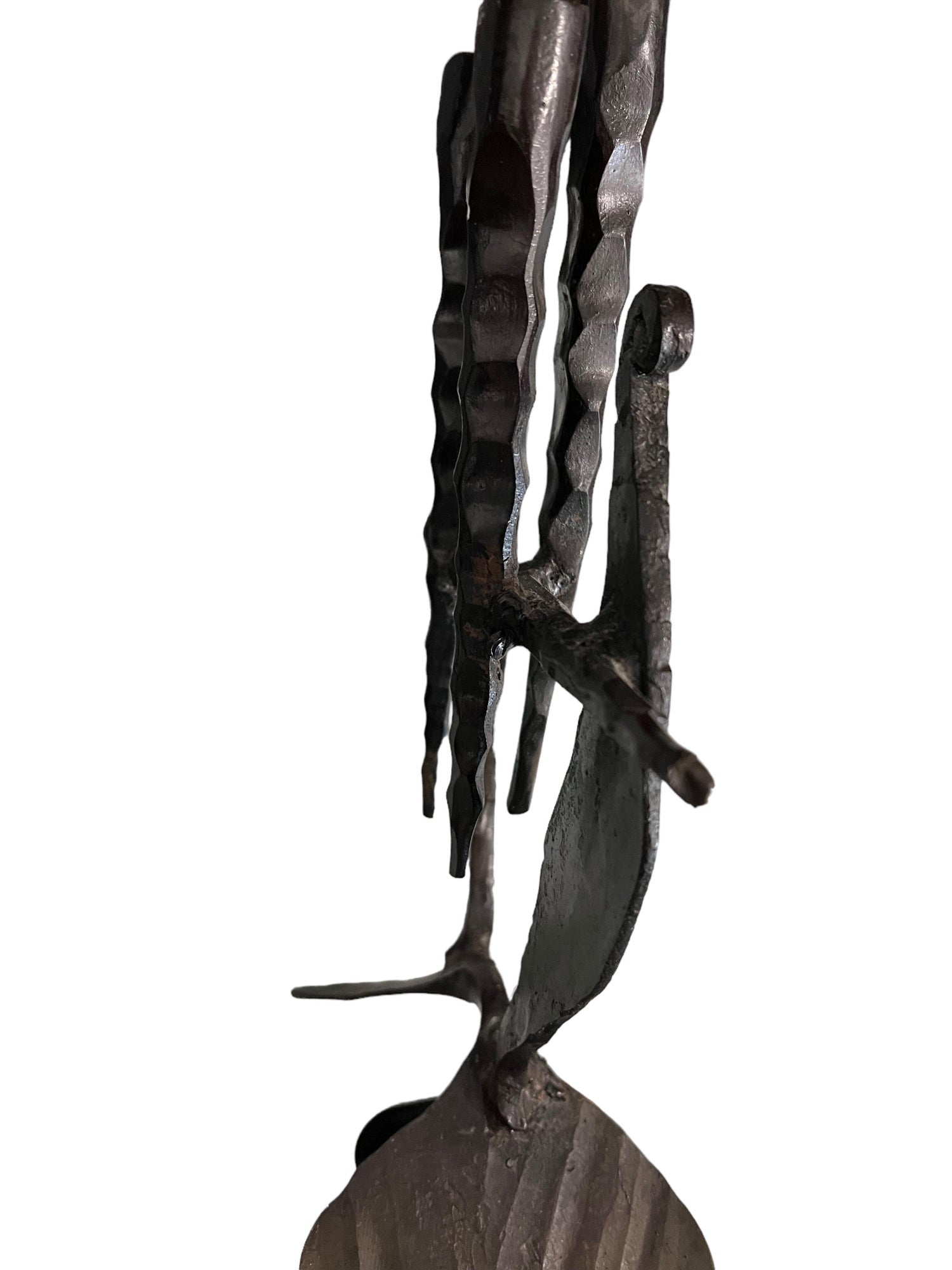 Brutalist Hand Forged Iron Sculpture Candelabra Candle Stick Israeli Art Palombo