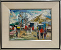 Modernist Oil Painting George Schwacha Carnival Circus Big Top Ferris Wheel WPA
