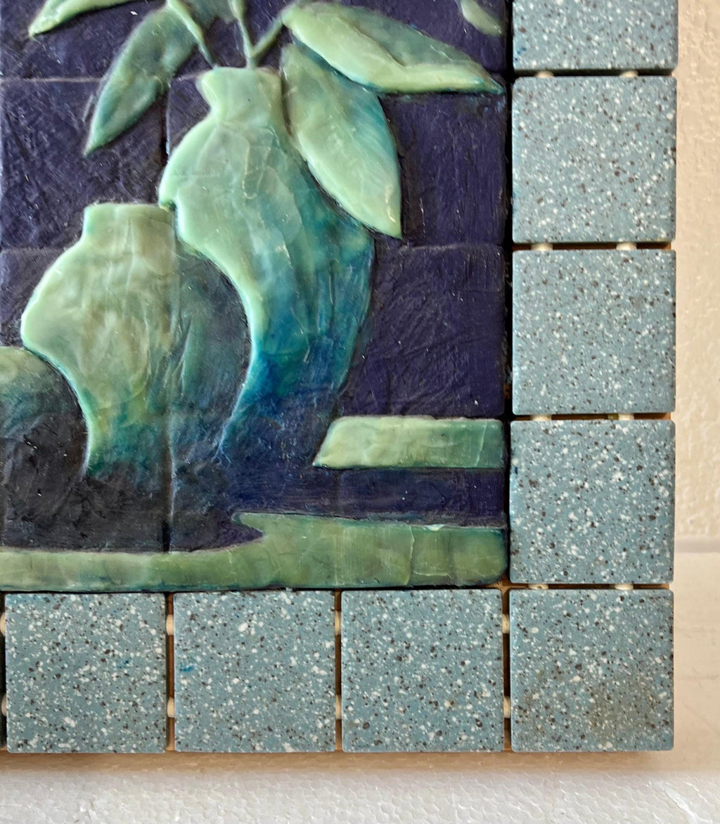 Joseph Maresca Encaustic Wax Oil Painting and Tile On Board Still Life w Fruit