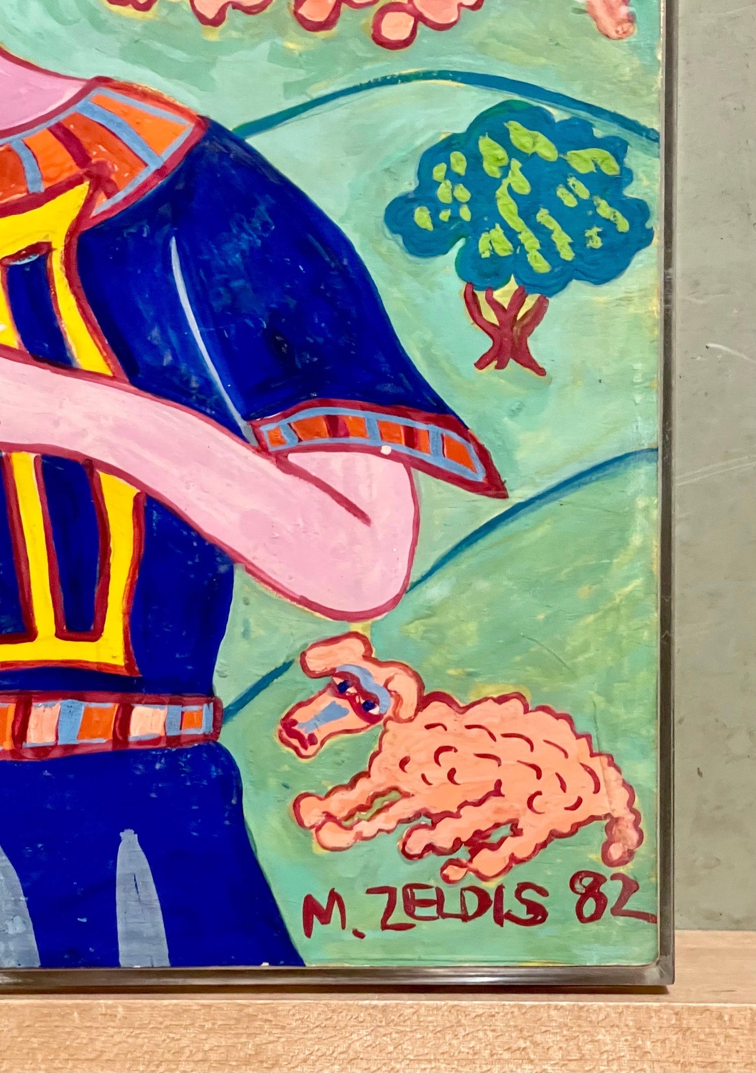 Malcah Zeldis Folk Art Gouache Painting King David Self Taught Outsider Artist