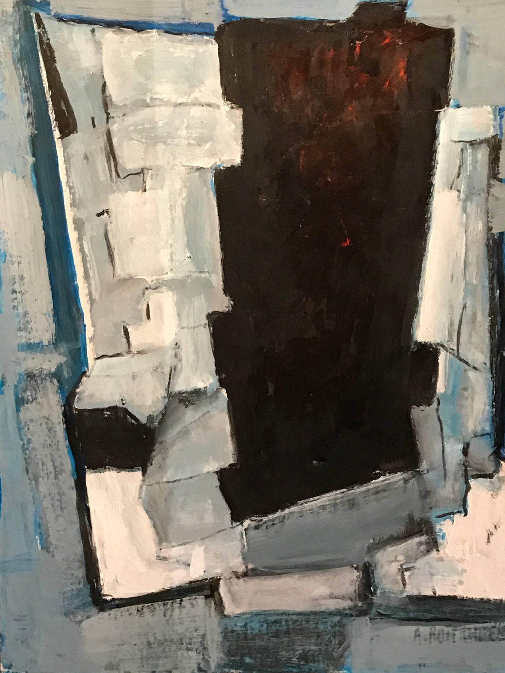 Israeli Cubist Modernist Oil Painting "Rosh Shiryon Abir" Armor