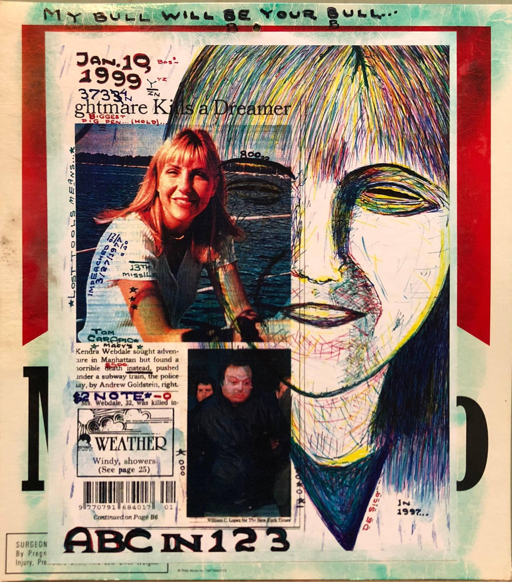 Mixed Media Outsider Art Original Photo Collage Drawing 2 Sided