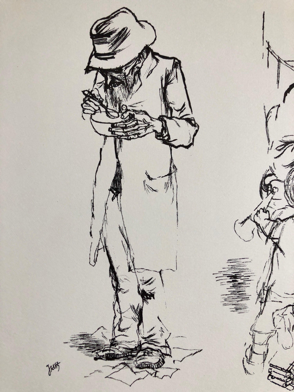 1936 Lithograph Interregnum, Cigar, Kid w Toy Gun,  Small Edition Weimar Germany
