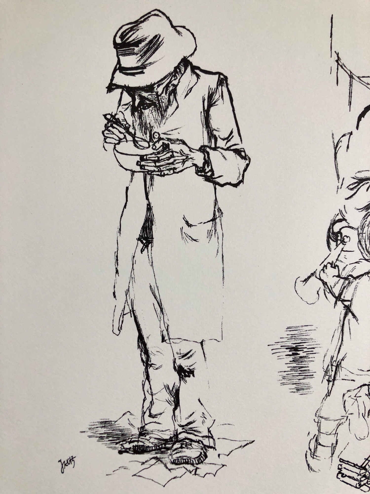 1936 Lithograph Interregnum, Cigar, Kid w Toy Gun,  Small Edition Weimar Germany