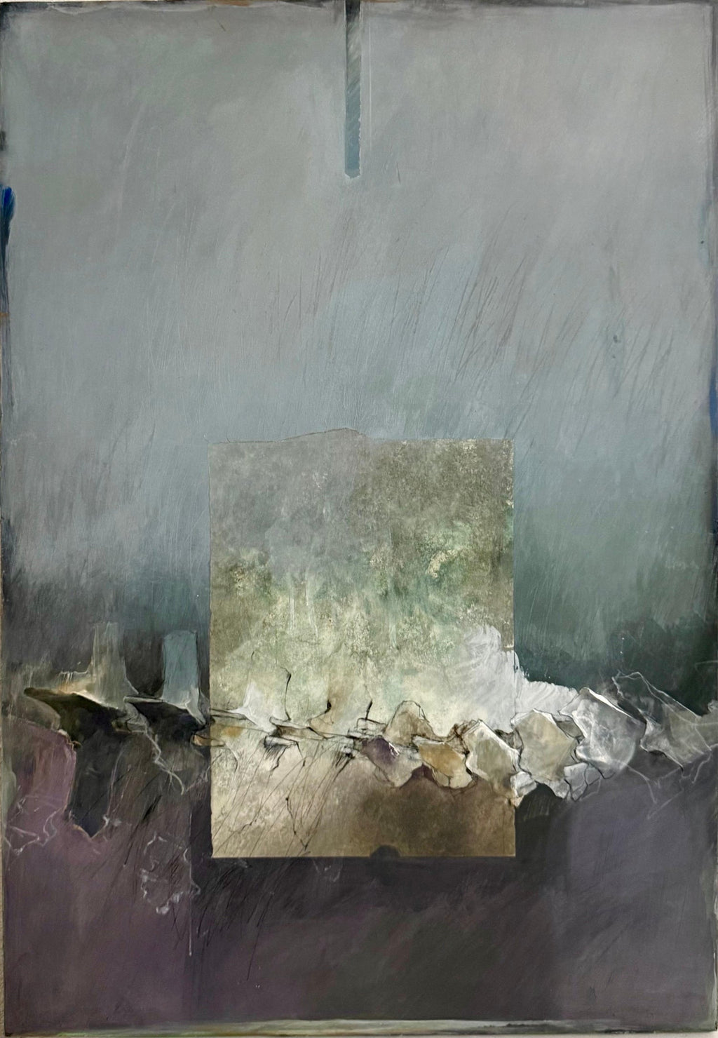 Romance of Electricity, Mixed Media Metallic Painting Woman Artist