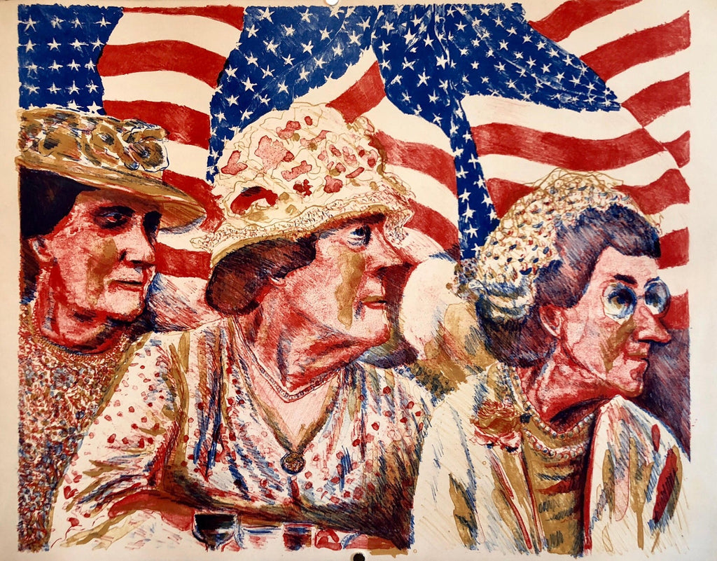 Ohio Art Modern Americana Patriotic Lithograph American Flag Attentive Patriots