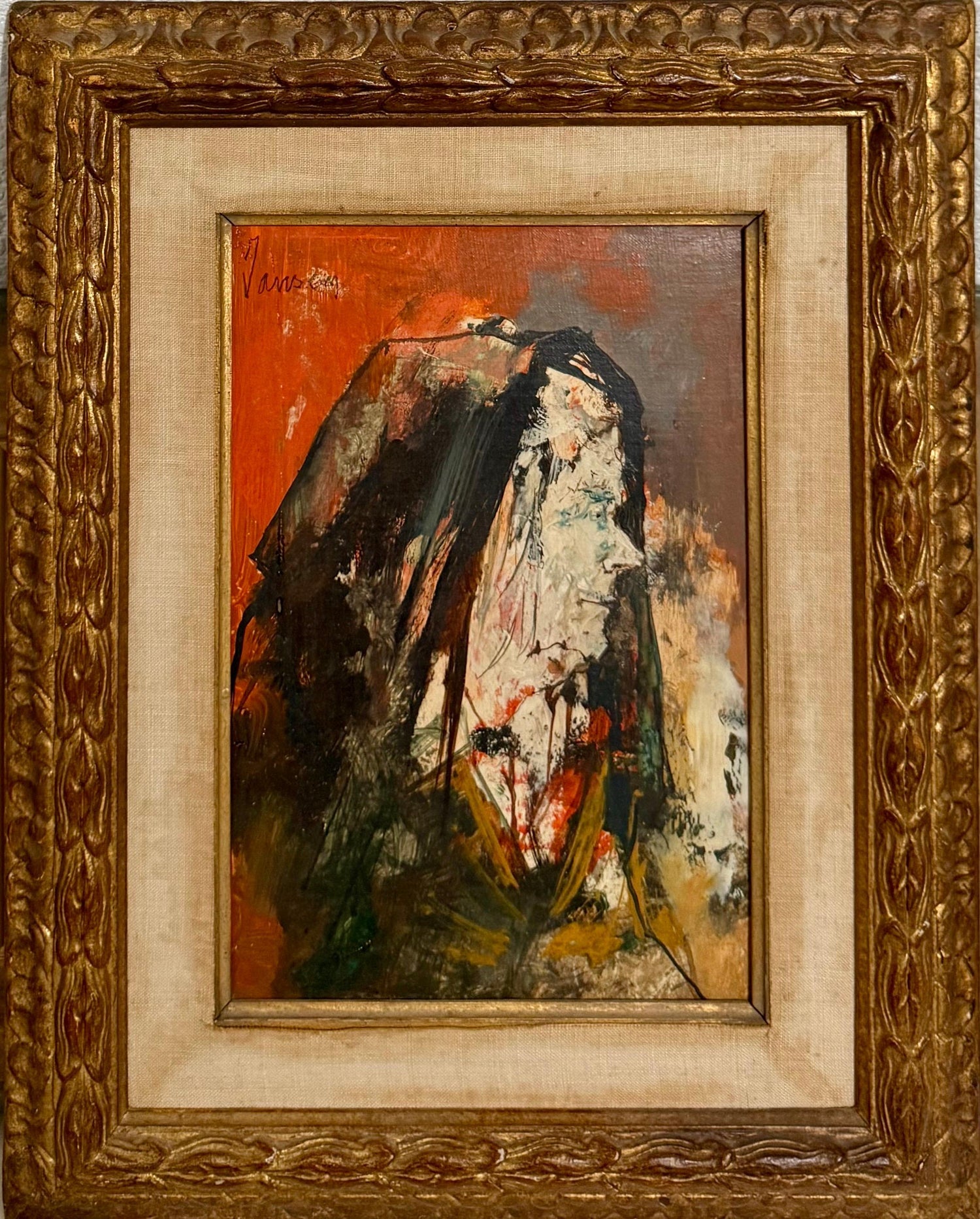 Rare Jewish Yemenite Woman Oil Painting Israeli Girl Judaica Itamar Siani