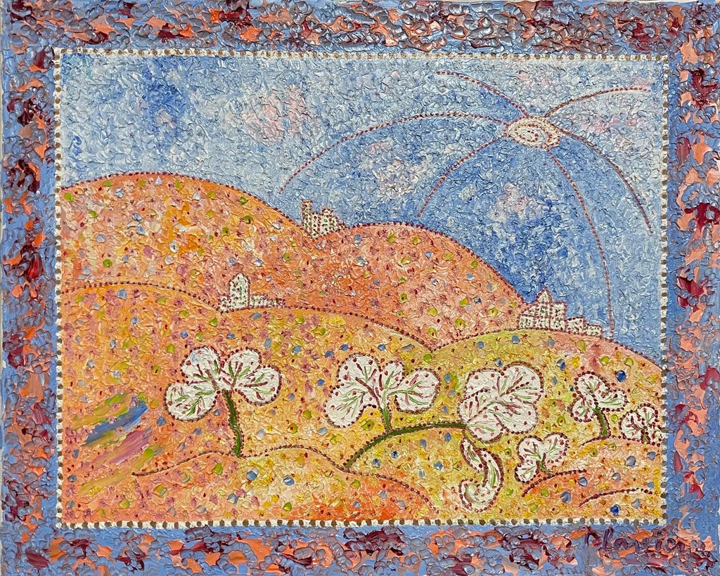 Whimsical French Folk Art, Naive, Oil Painting  Madeline Marie Christine Clavier