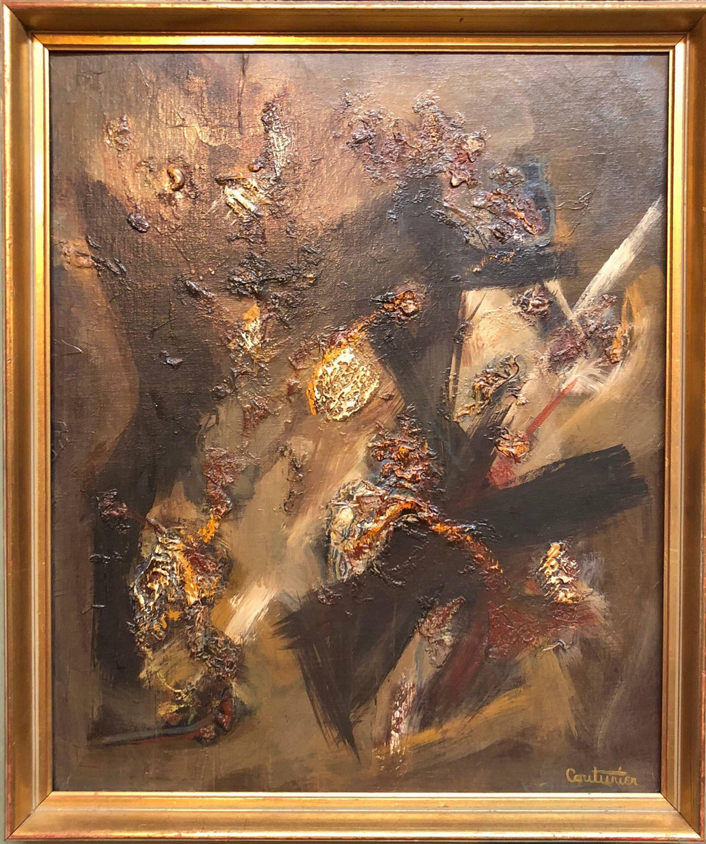 French Gestural Abstract Expressionist Textured Oil Painting