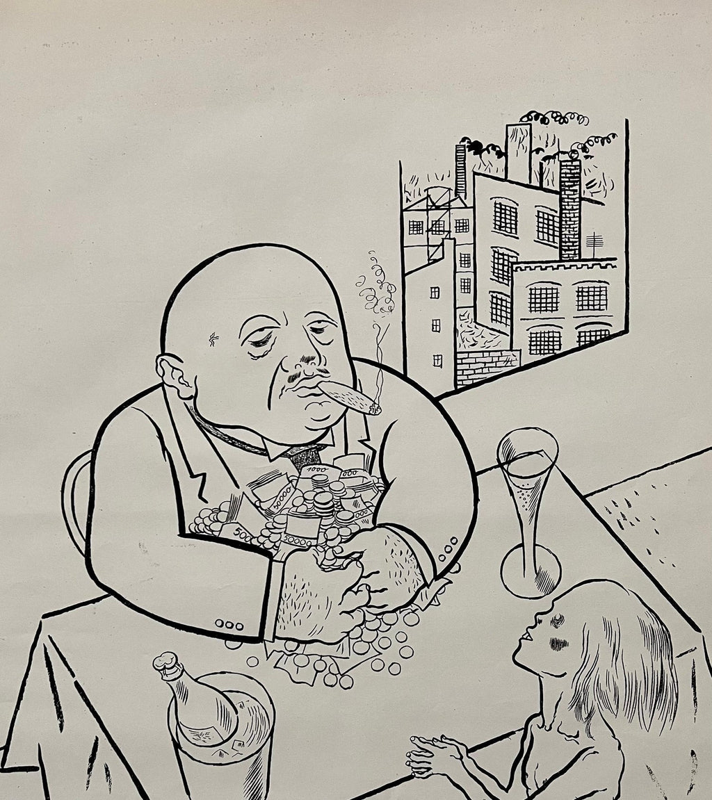 Large George Grosz 1923 Lithograph Die Rauber German Expressionism WPA Realism