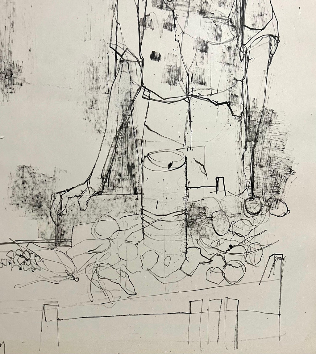 Large Drawing of Boy by French Armenian Modernist Jean Jansem Ecole De Paris Art