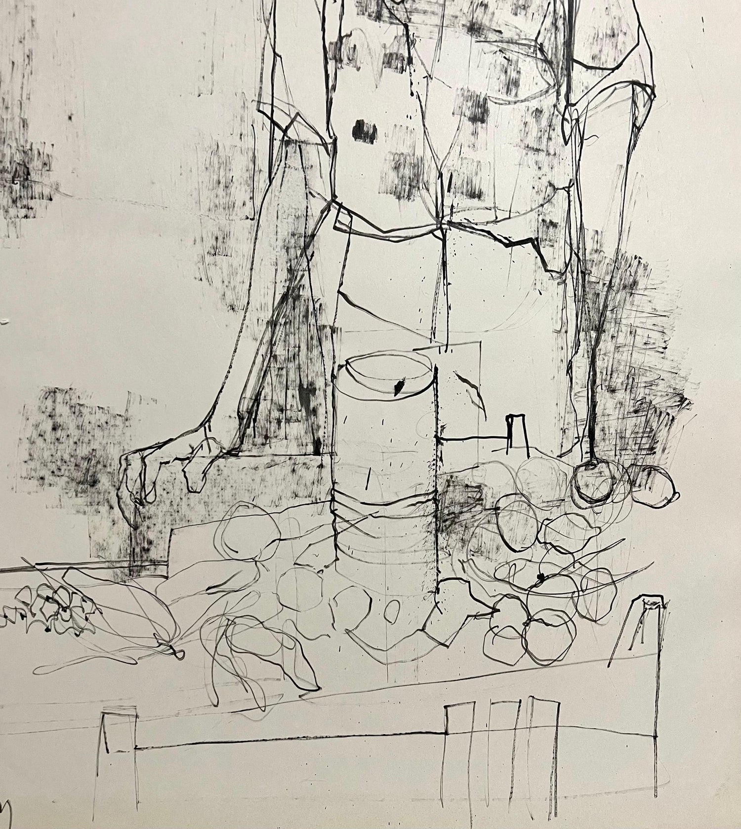 Large Drawing of Boy by French Armenian Modernist Jean Jansem Ecole De Paris Art