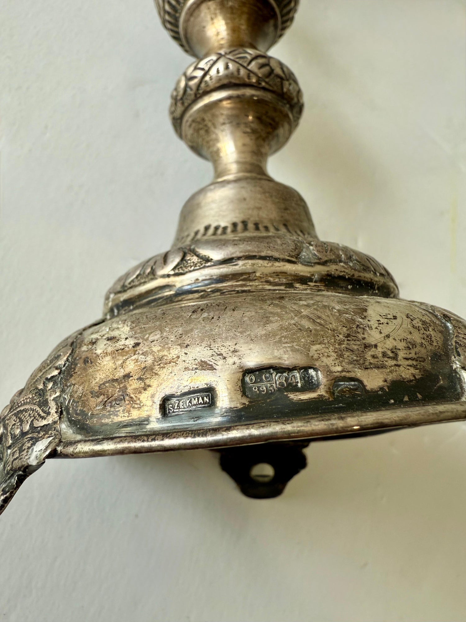 Rare 19th C. Antique Silver Judaica Shabbat Candlesticks Polish Russian, Szekman