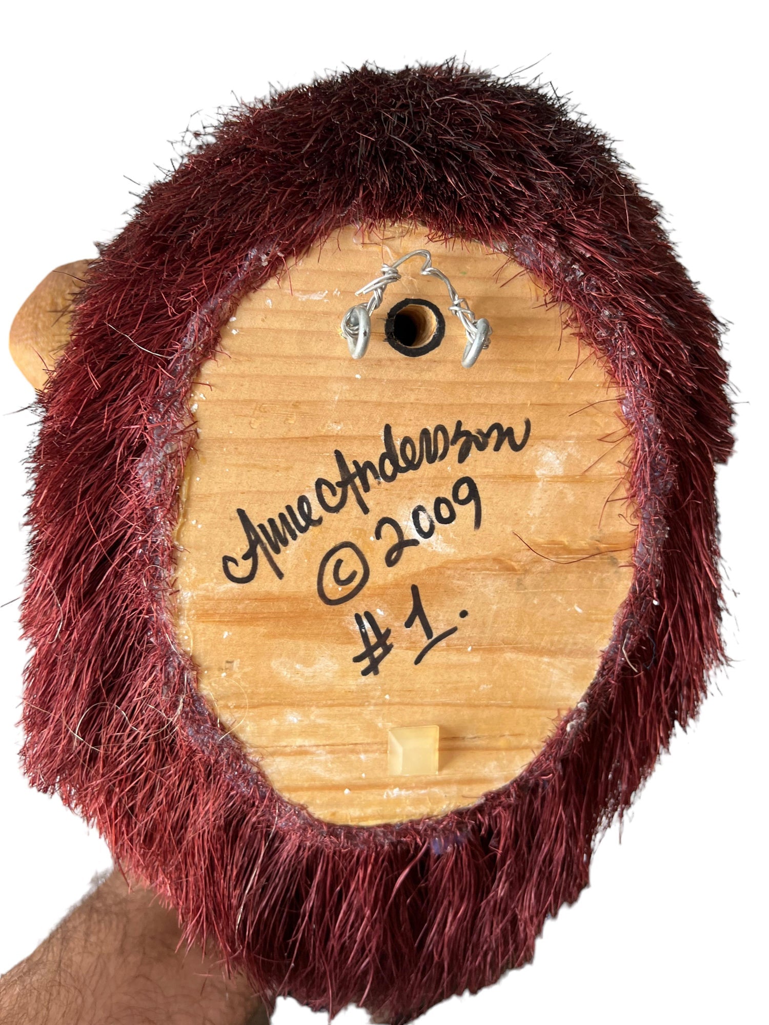 Monkey Head Natural Sisal Fiber Clay Sculpture Chimpanzee Anne Andersson Art