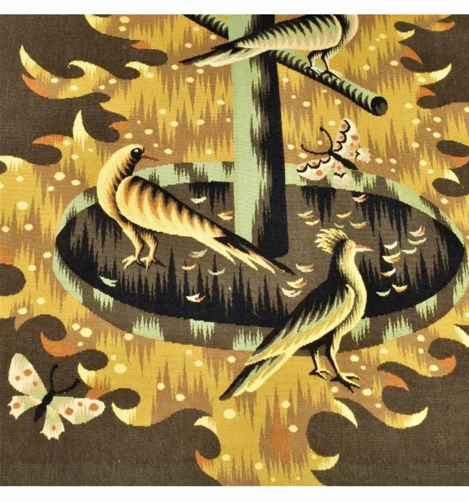 Art Deco French Modernist Handmade Aubusson Gobelin Tapestry Jean Picart Le Doux