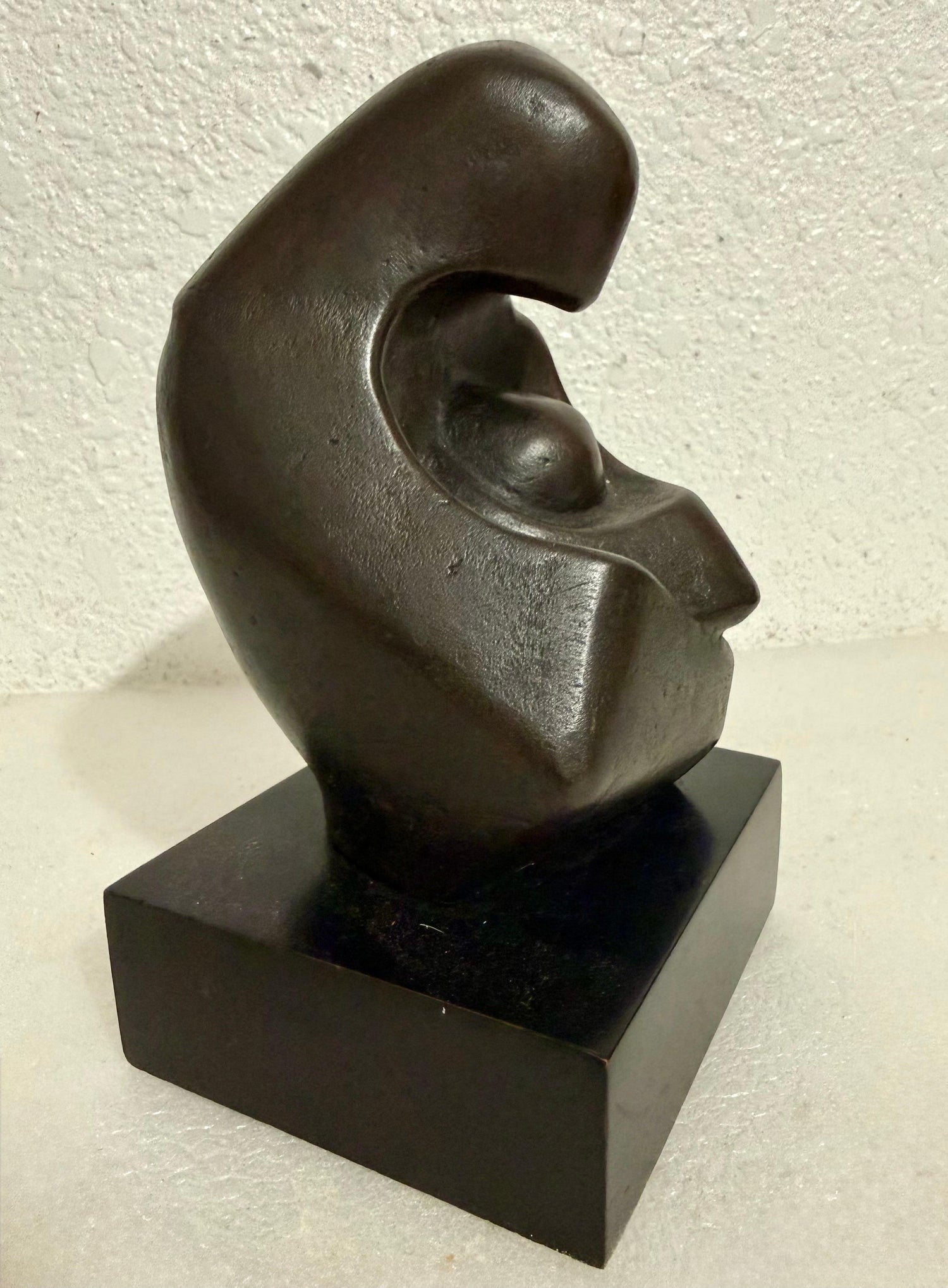 Modernist Israeli Bronze Sculpture Abstract Mother & Child Zvi Yehuda Aldouby