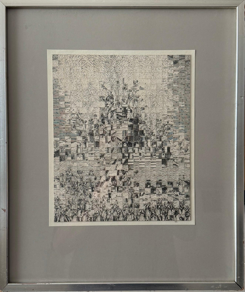 Original Guggenheim Museum Exhibited Jiri Kolar Collage Tower of Babel