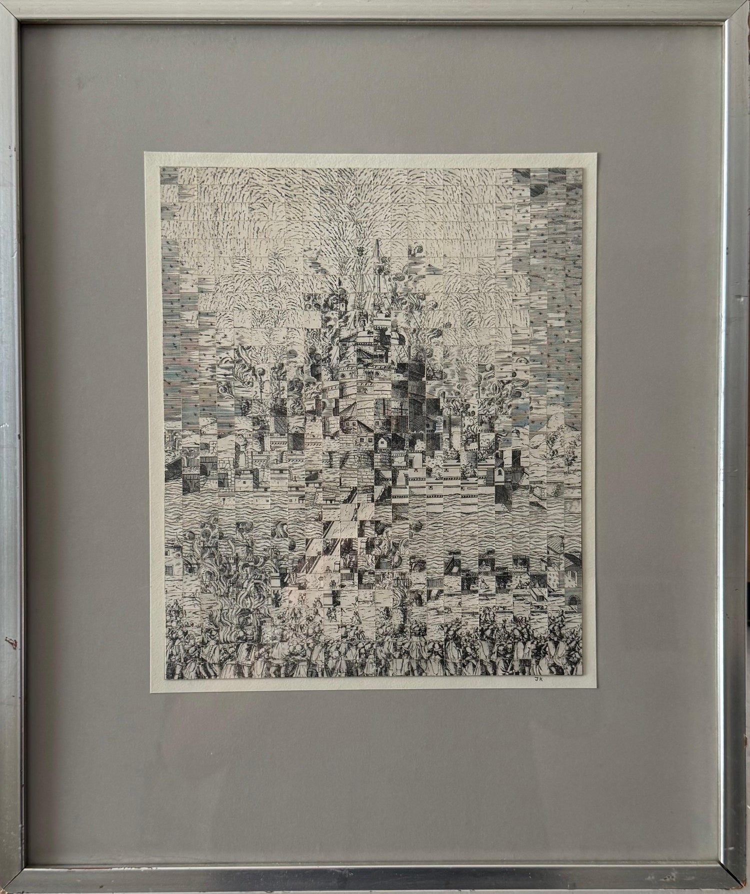 Original Guggenheim Museum Exhibited Jiri Kolar Collage Tower of Babel