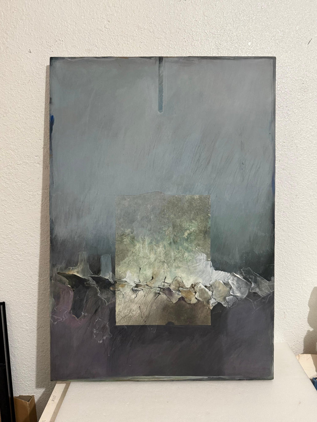 Mixed Media Asian Abstract Collage Painting Katherine Chang Liu Chinese American