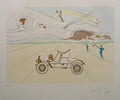 Salvador Dali Surrealist Etching Engraving Pochoir L'Automobile Da Vinci Hommage