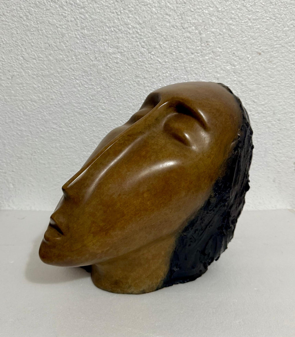 Large Bronze Sculpture Woman Head, After Modigliani, Ruth Bloch Israeli Artist