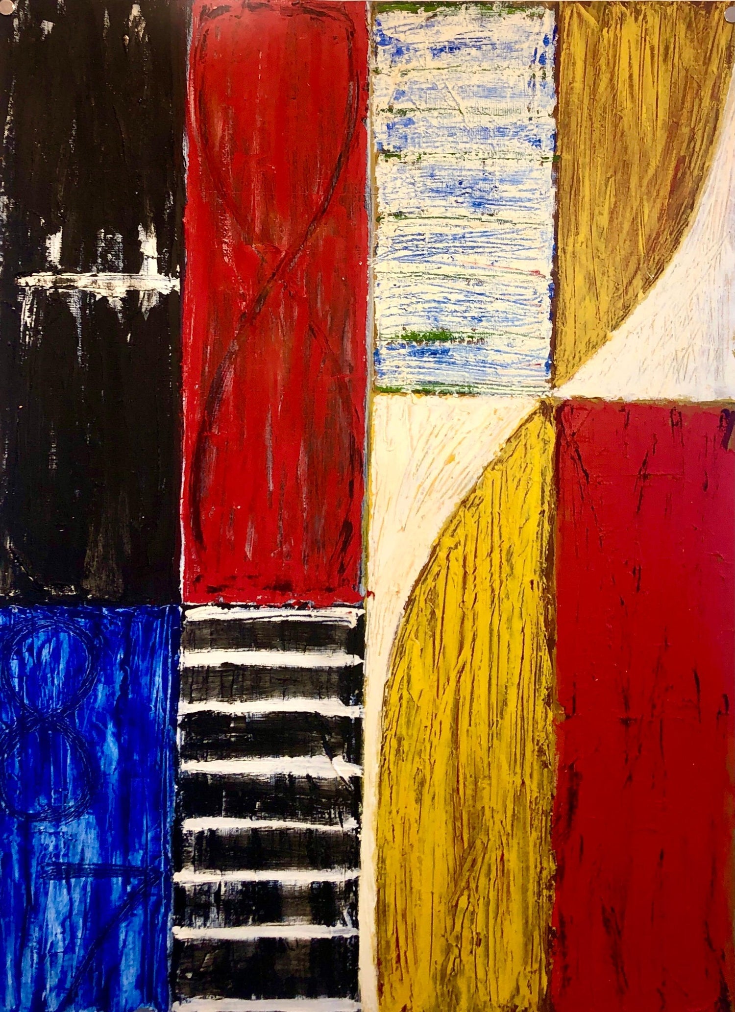Vibrant New York City Times Square, Figural Abstract Expressionist Oil Painting