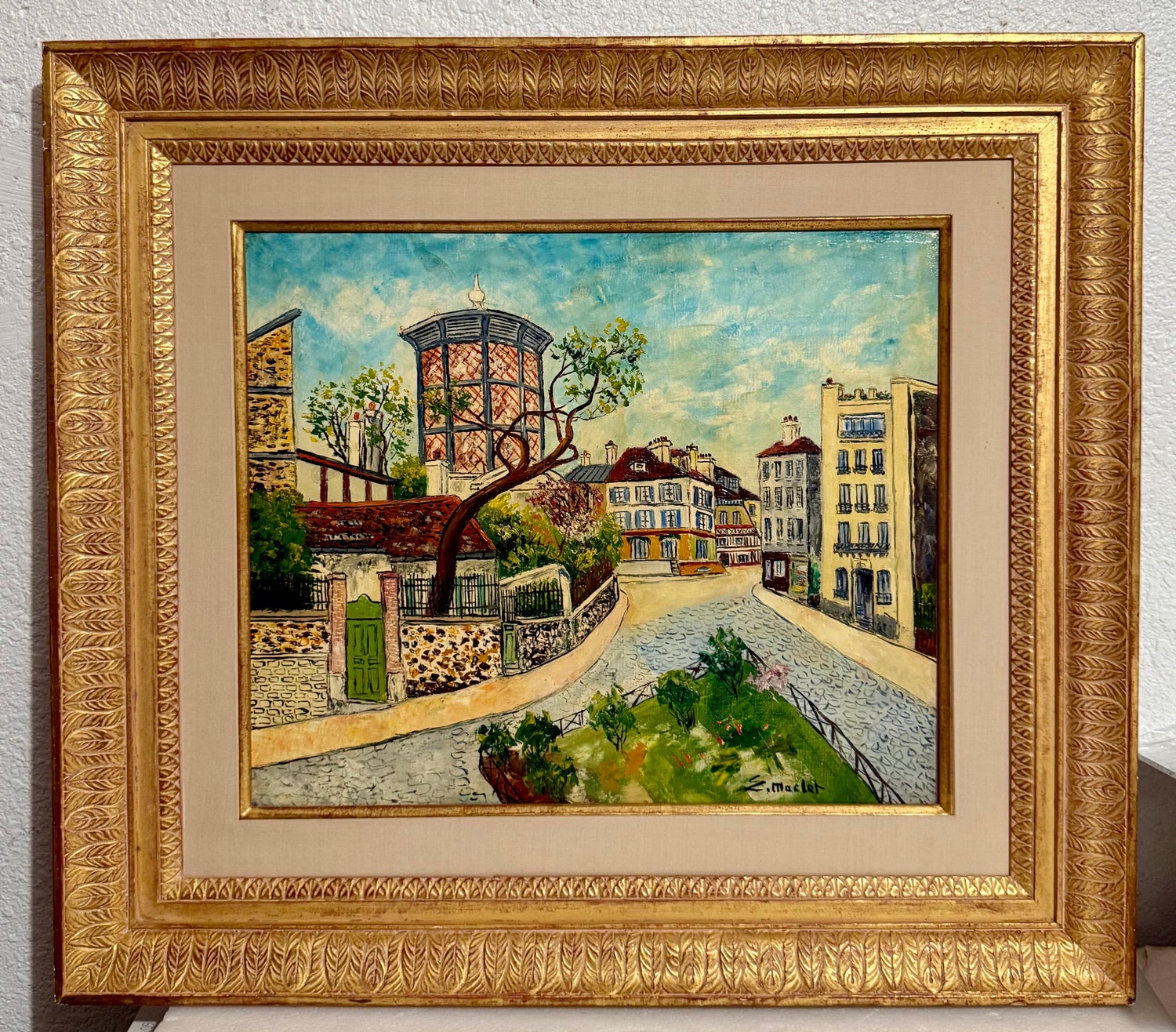 French Impressionist Oil Painting Elisee Maclet Paris Montmartre Street Scene