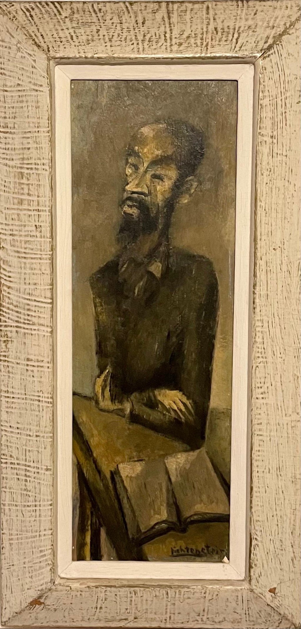 Rare French, Paris 1935 Judaica Oil Painting Rabbis Studying S. Fleischman
