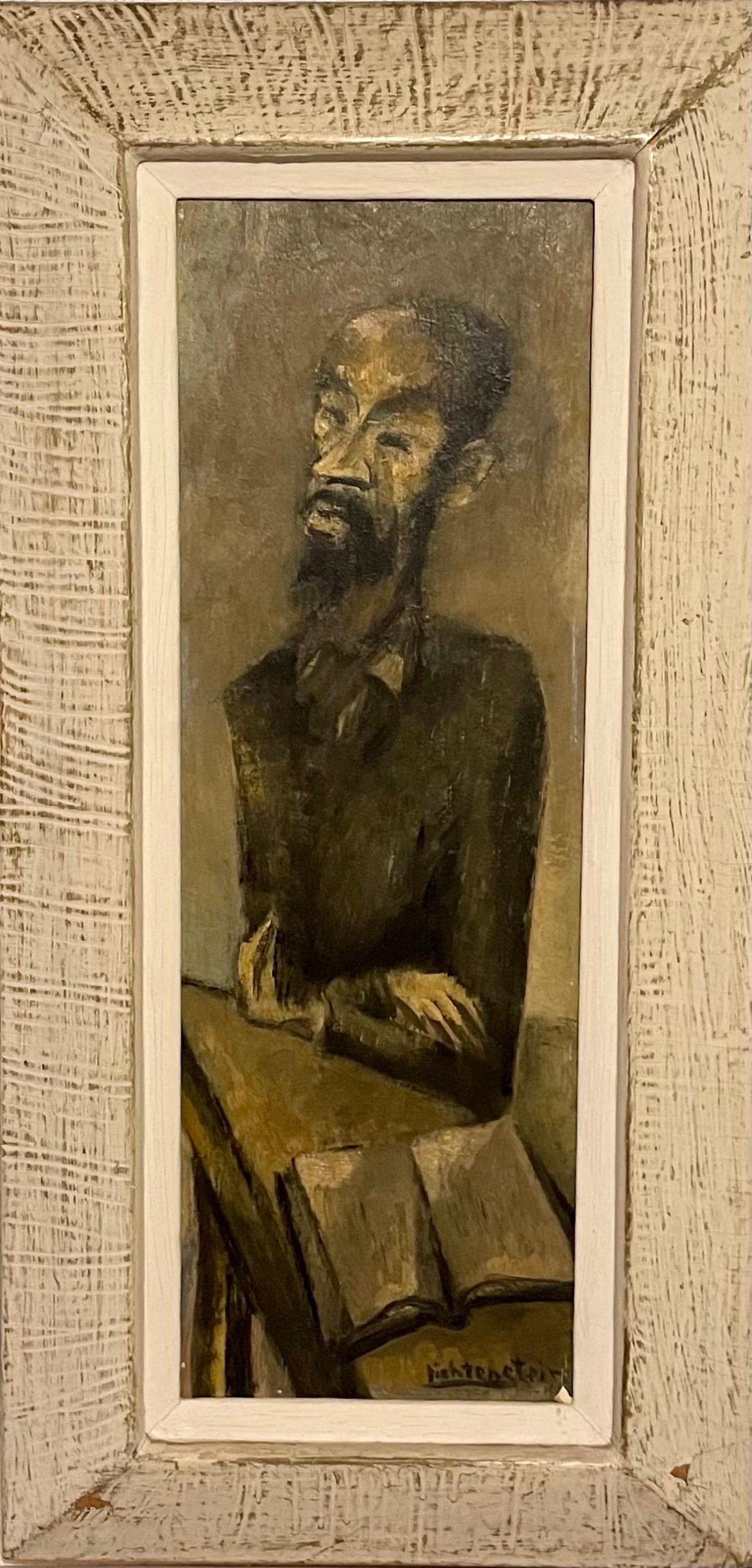 Rare French, Paris 1935 Judaica Oil Painting Rabbis Studying S. Fleischman