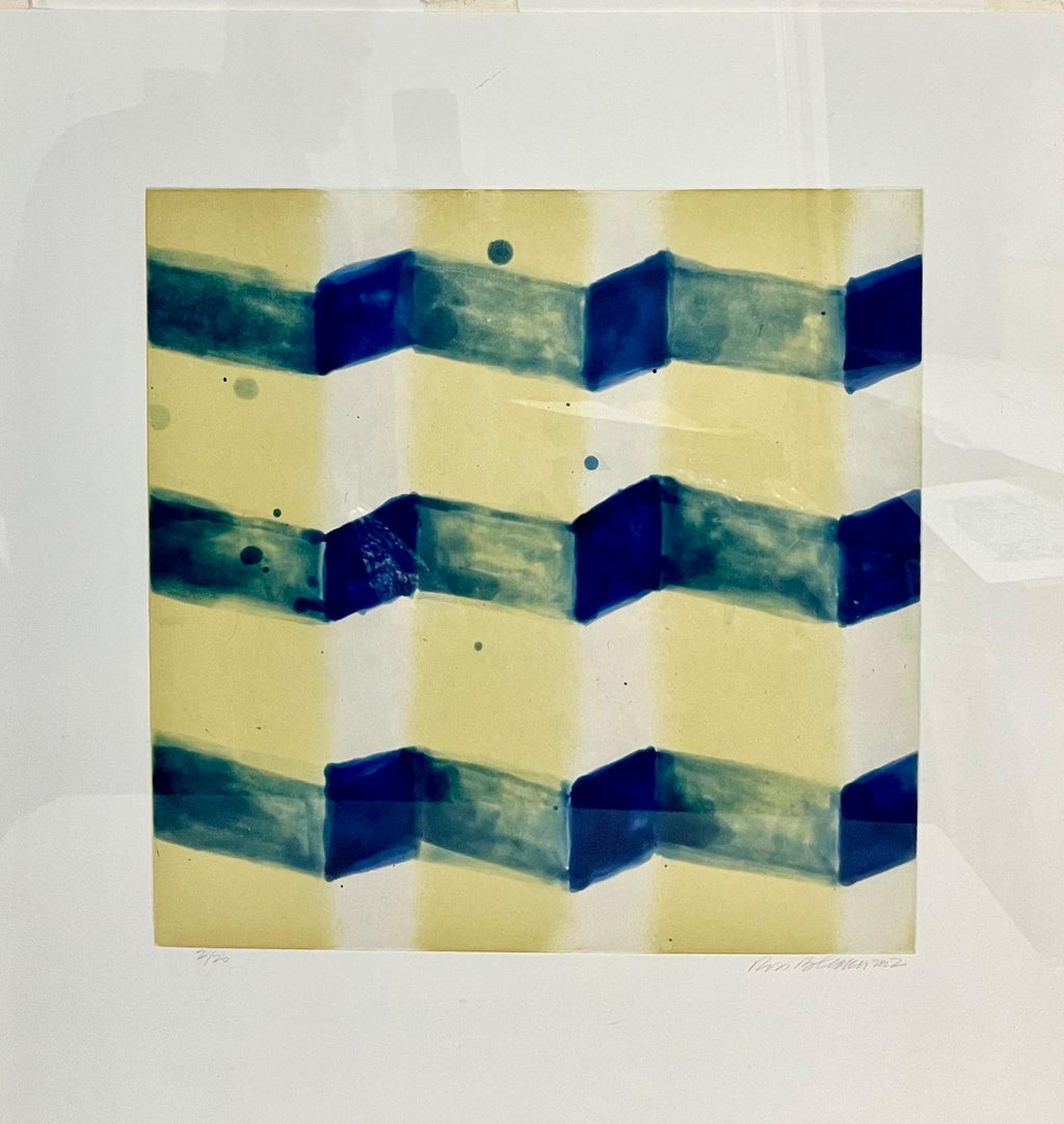 Abstract Aquatint Etching Ross Bleckner Zig Zag lines New York Artist D Loop