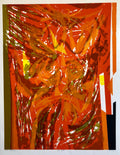 Chinese American Modernist Abstract "Red Tapestry" Color Lithograph
