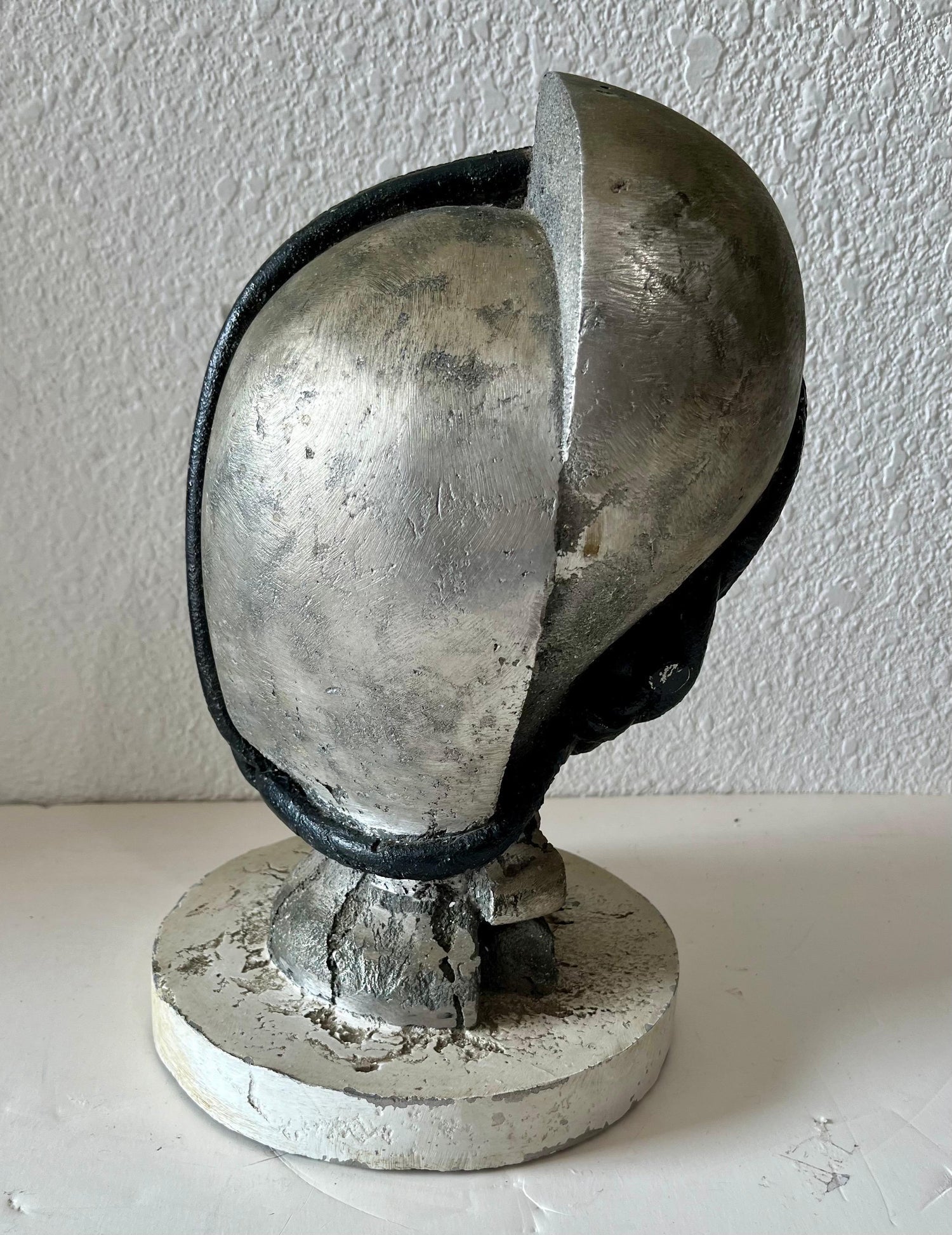 Mod Brutalist Abstract Metal & Painting Heavy Sculpture Bust George Nama