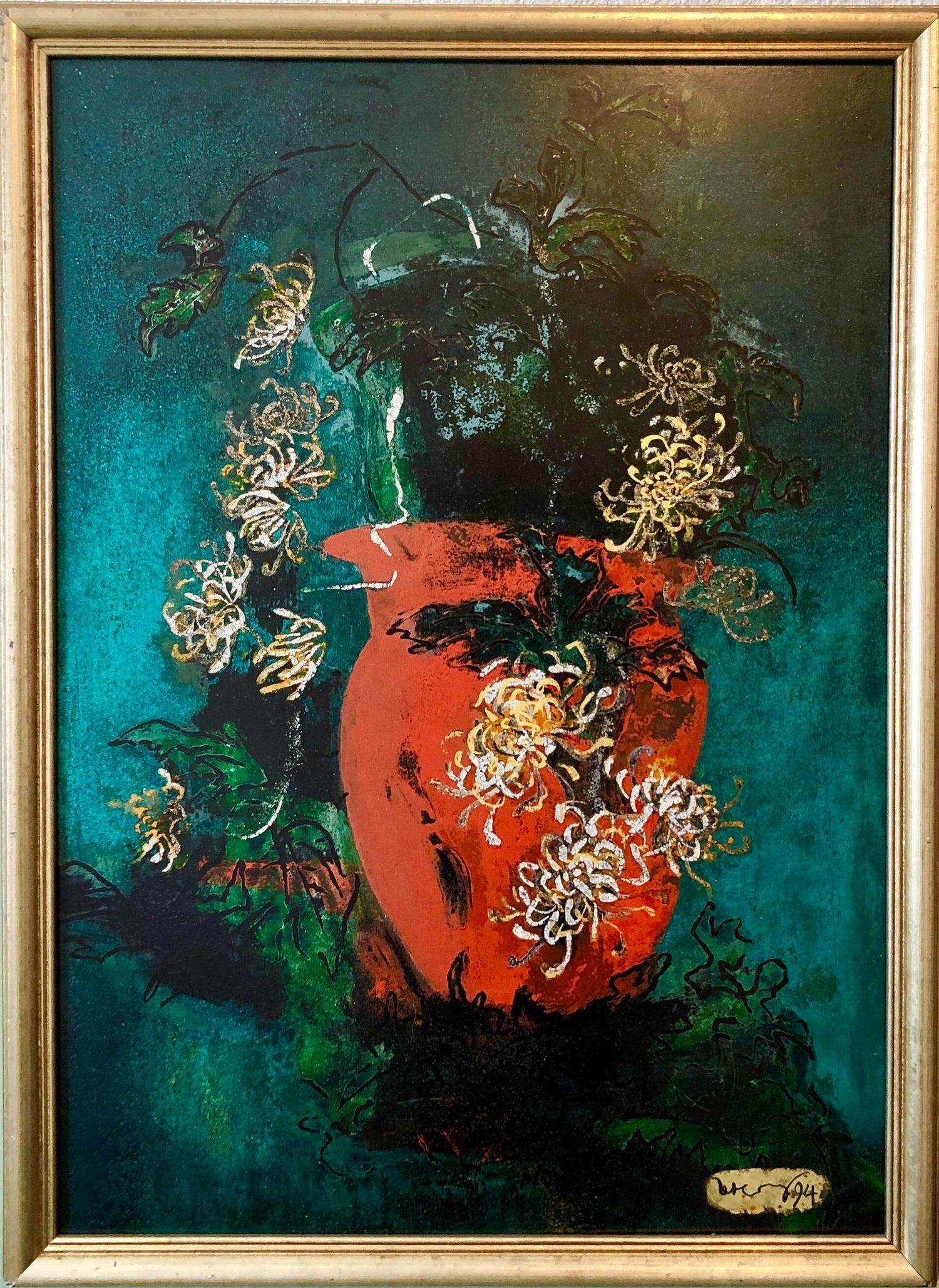 "Two for Francis" Mixed Media Figural Abstract Oil Painting