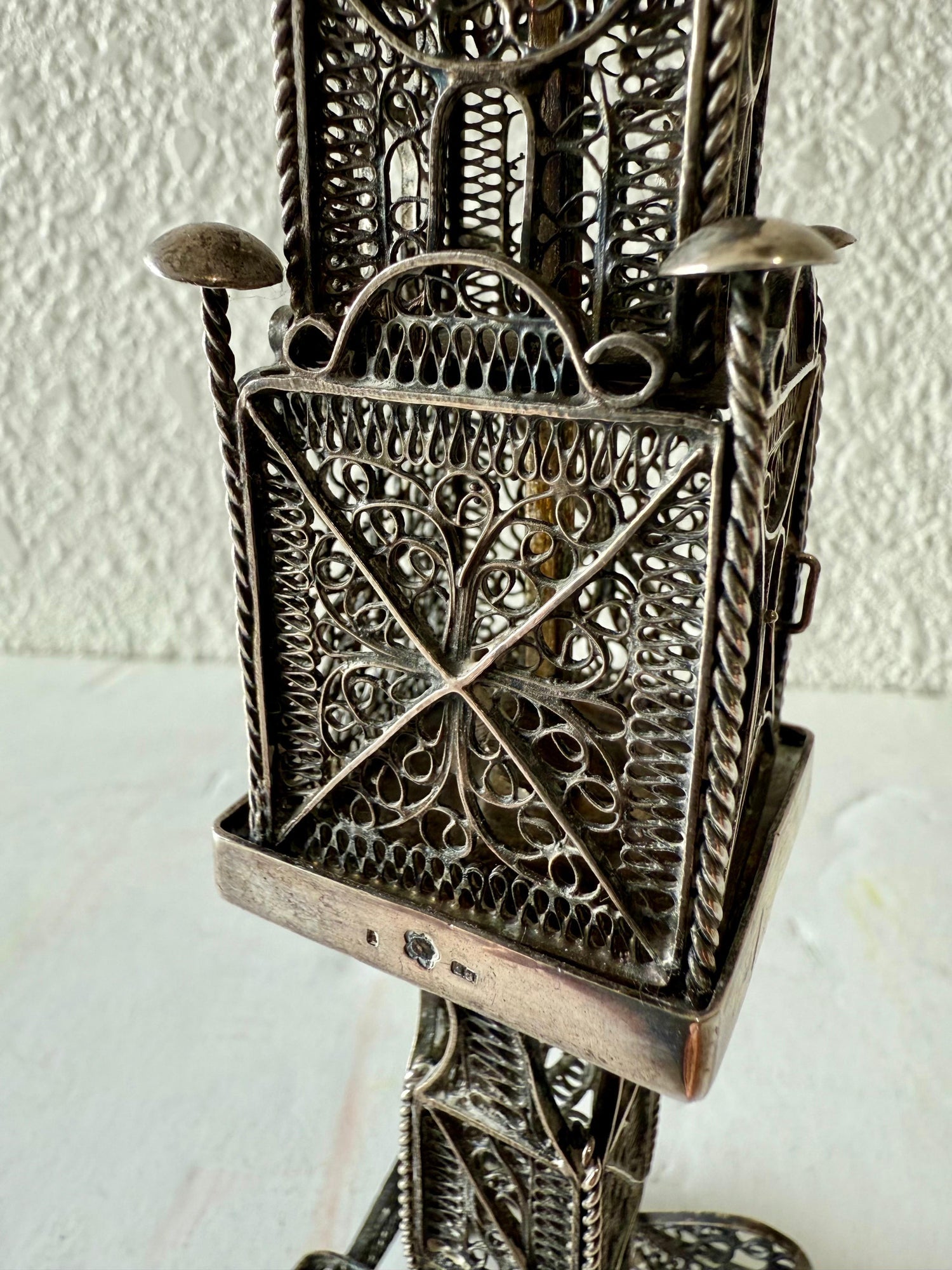 Rare 19th C Antique Silver Filigree Judaica Besamim Spice Tower Austro Hungarian