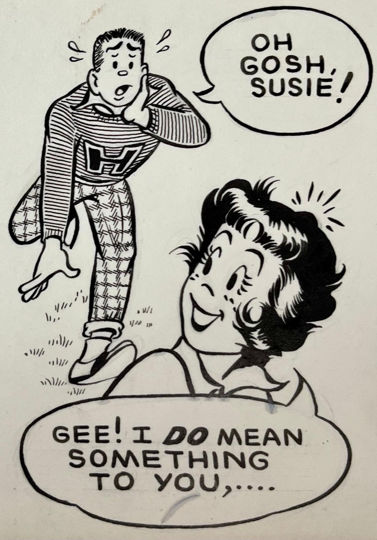 Rare 1950s Vintage Syndicated Ink Drawing Cartoon Strip Susie Q Smith Comic Art