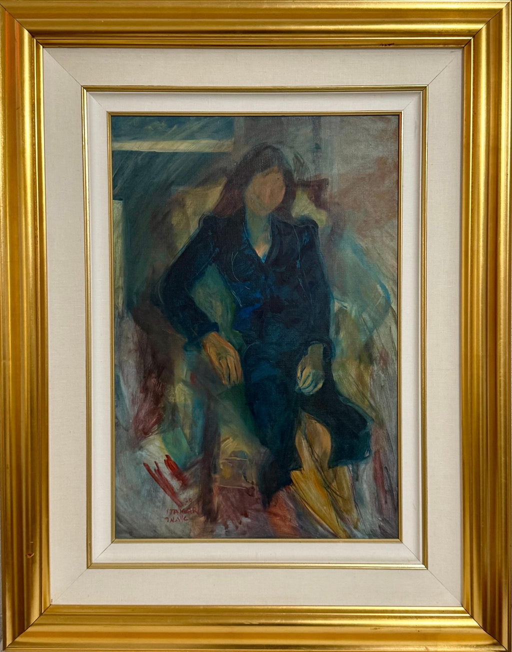 Rare Jewish Yemenite Woman Oil Painting Israeli Girl Judaica Itamar Siani