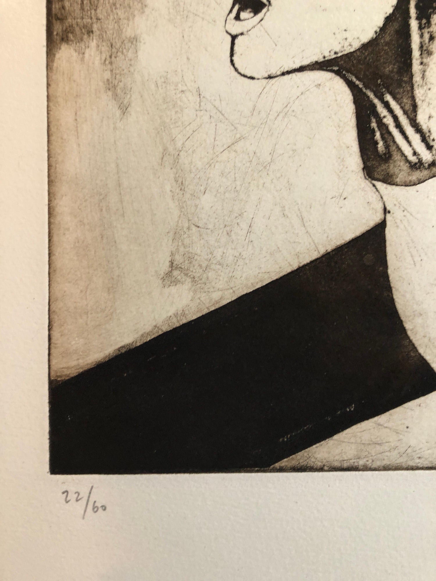 Woman in Agony or Ecstasy, Modernist Israeli Etching