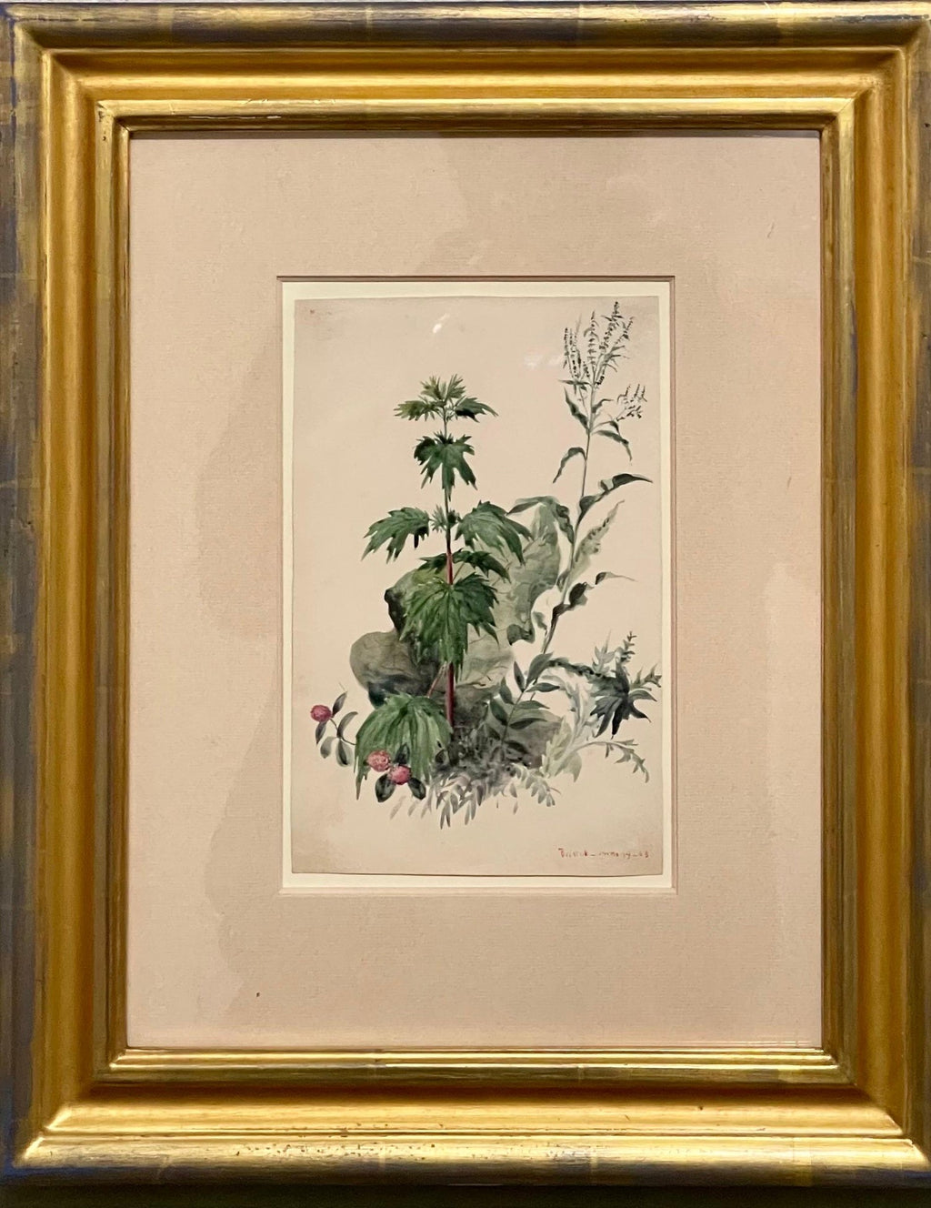 Maple Leaves Watercolor Painting 19th C. American Artist Charles DeWolf Brownell