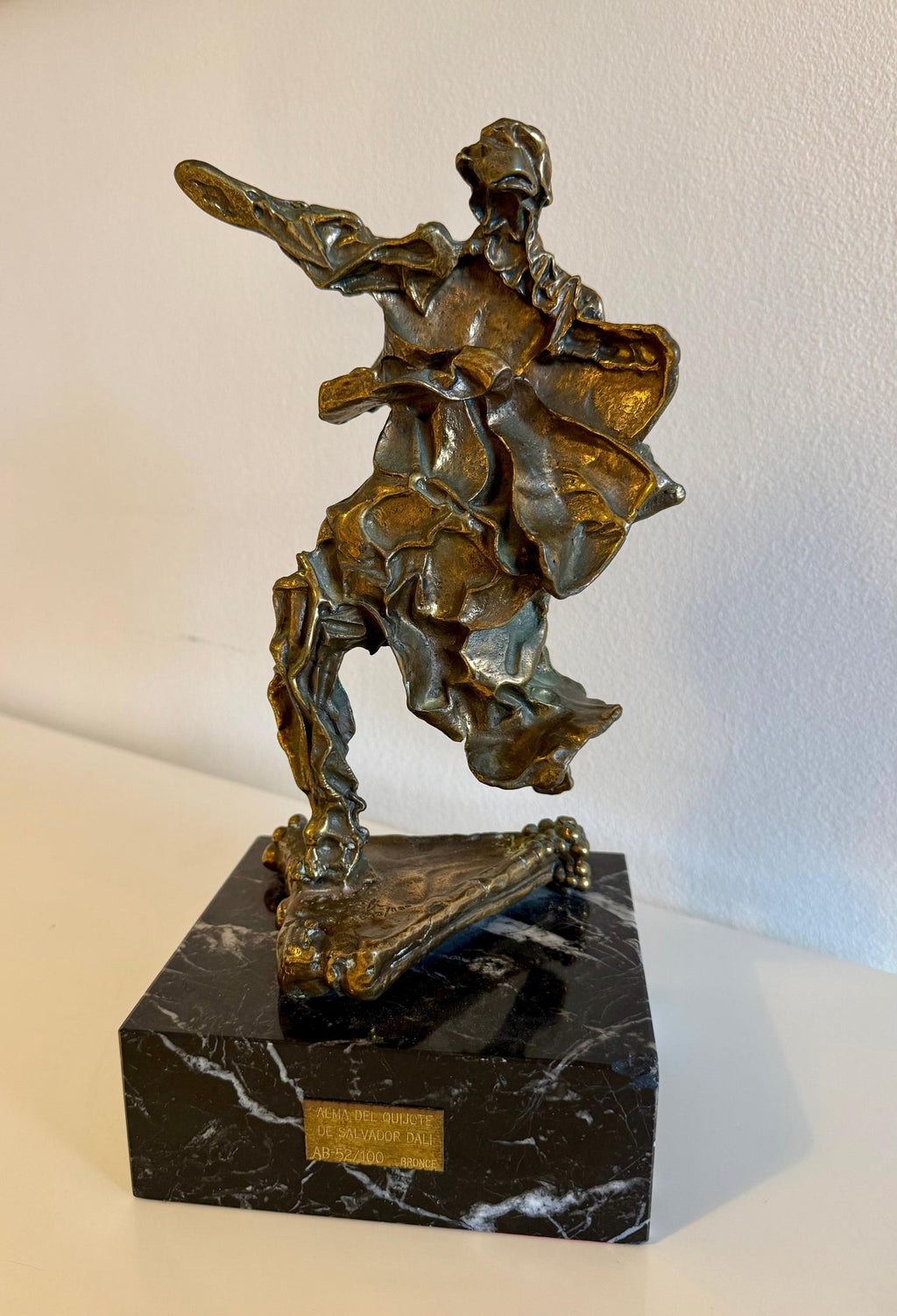 Large Original Surrealist Bronze Marble Sculpture Alma Del Quijote Salvador Dali