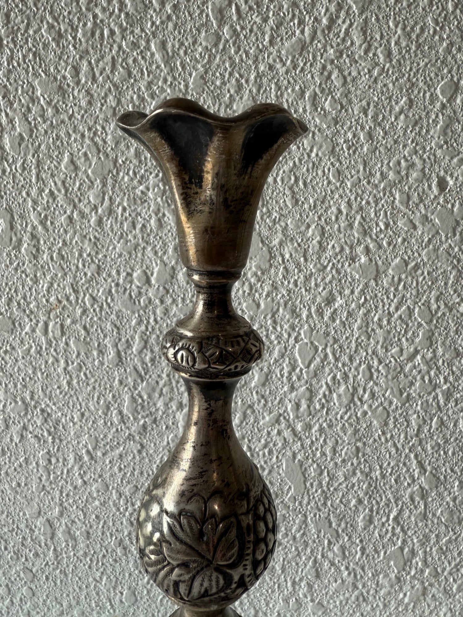 Rare 19th C. Antique Silver Judaica Shabbat Candlesticks Polish Russian, Szekman