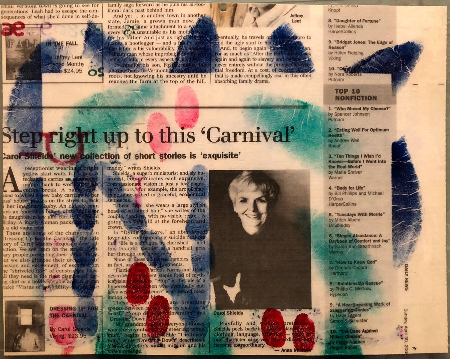 Mixed Media Outsider Visionary Art Newspaper Collage Bill Gates Laminated 2 side